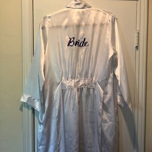 “Bride” white silk robe